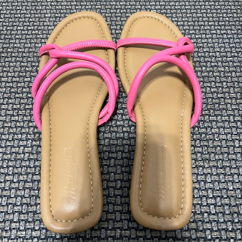 Madewell Pink and Tan Strappy Sandals